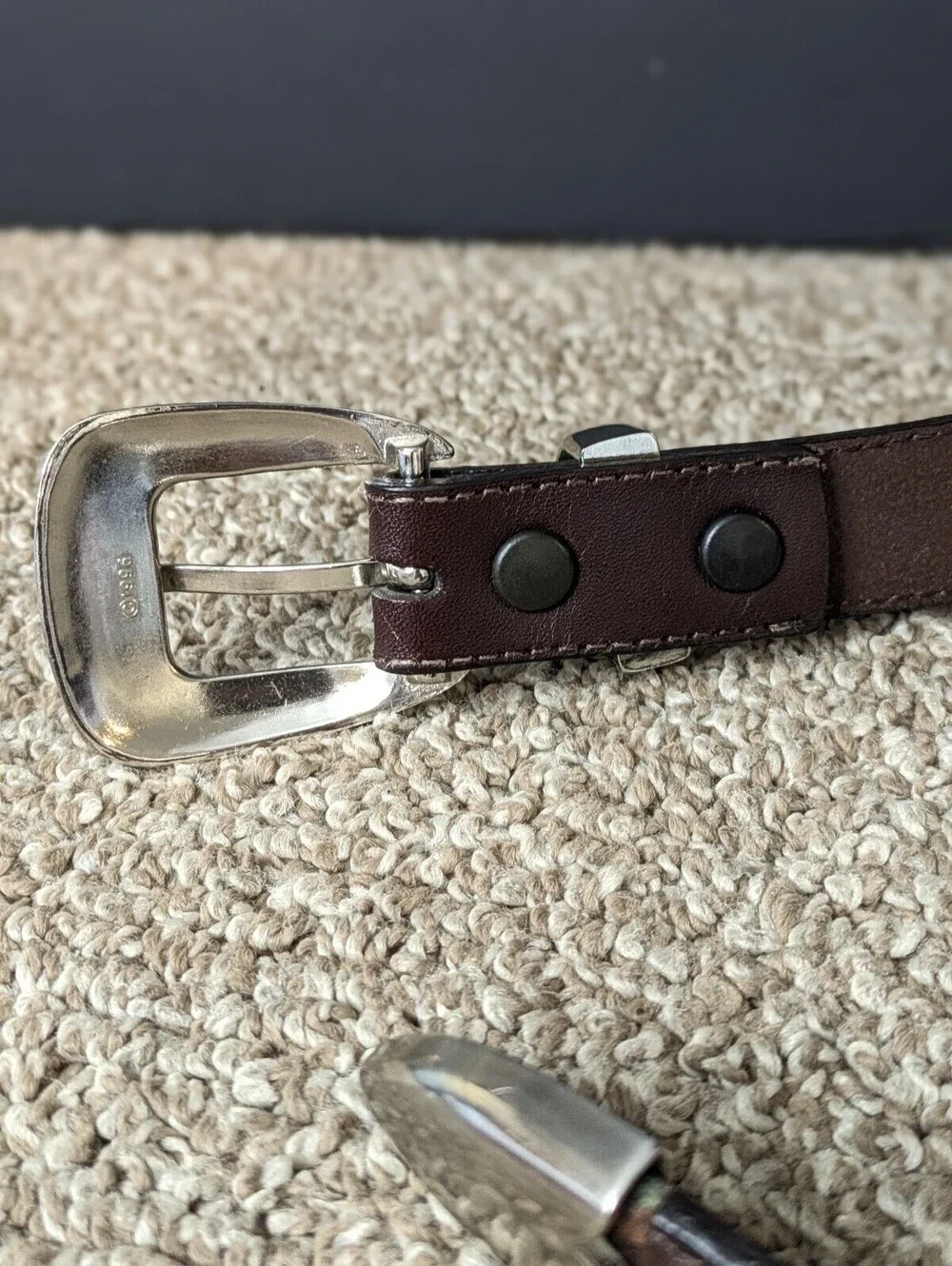 Nocona Western Belt Brown Genuine Leather Silver Hardware Size 36
